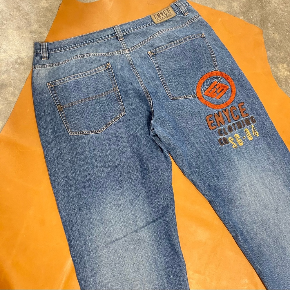 Y2K Enyce Relaxed Fit Blue Jeans 42 with Embroidery